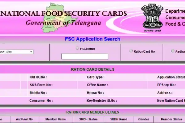 ration card status telangana